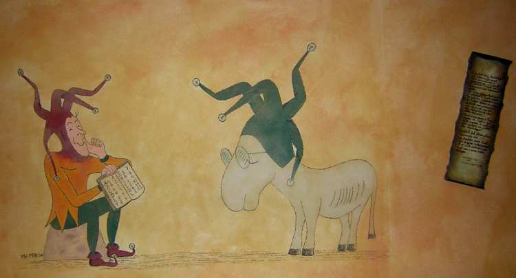Eulenspiegel Bringt Einem Esel Das Lesen Bei www.galerie-manuela-hahn.de